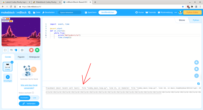 Console Output In MBlock IDE Codey Rocky Makeblock Forum