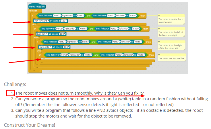 Line follower clearance sensor code